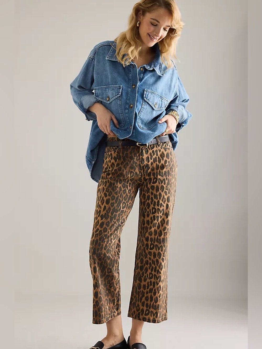 Damson Madder Kenny Twill Trousers Size UK 8 (US 4) Leopard Print Crop 90’s Y2K